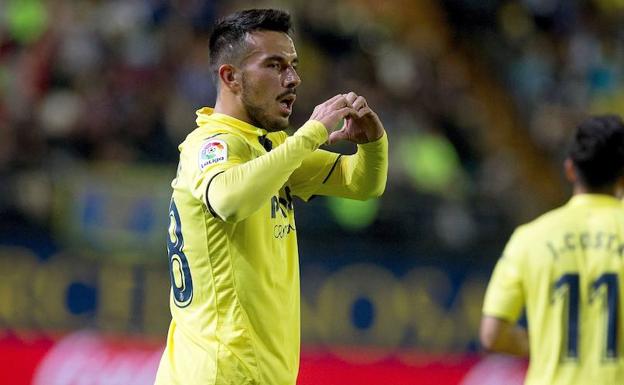 Sansone celebra su segundo gol ante el Málaga.