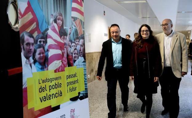 Oltra, a su llegada al congreso en el que ha participado. 