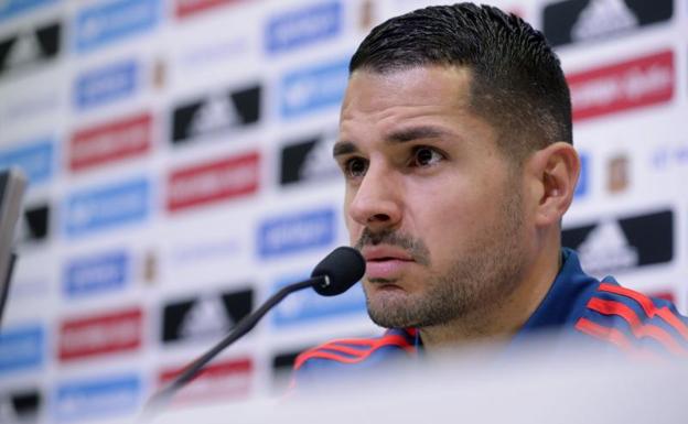 Vitolo, en conferencia de prensa en Las Rozas. 