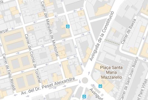 Ubicación de la Avenida Constitución de Valencia.