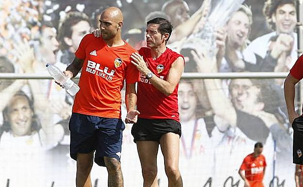 Marcelino y Zaza, en un entrenamiento. 