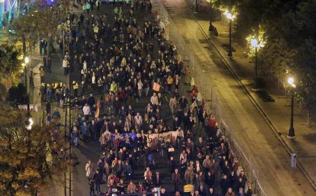 Participantes en lamanifestación del pasado sábado en la ciudad de Valencia. 