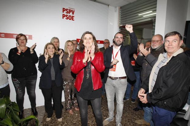 Mercedes Caballero, la noche del domingo tras ser elegida líder del PSPV provincial. 