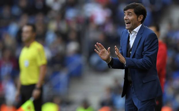 Marcelino durante el partido del domingo contra el RCD Espanyol.