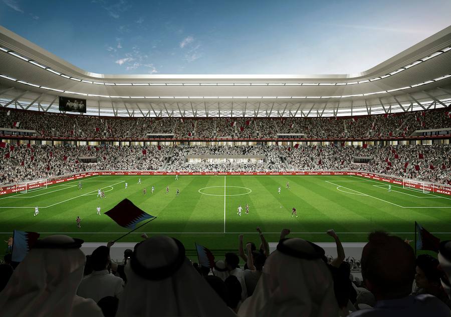 El estadio Ras Abu Aboud, para cuyo proyecto Fenwick Iribarren Architects ha formado equipo con Schlaich Bergmann & Partners, una empresa de ingeniería que ha aportado su experiencia a la hora de desarrollar una estructura innovadora, se presentó el domingo en Doha.