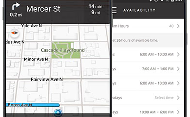 La app de Amazon Flex donde los repartidores gestionan los envíos.