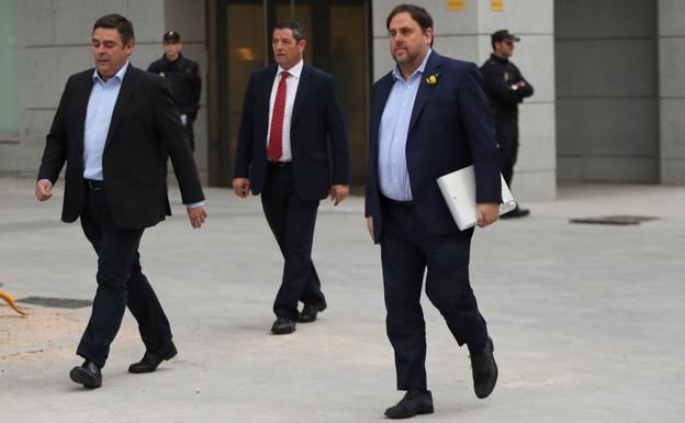 Junqueras, en los aledaños de la Audiencia Nacional.