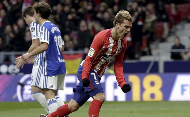 Griezmann celebra su gol ante la Real Sociedad.