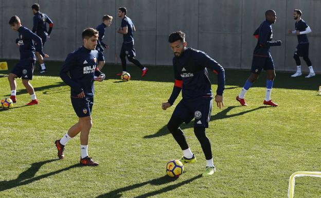 Garay, en un entrenamiento. 