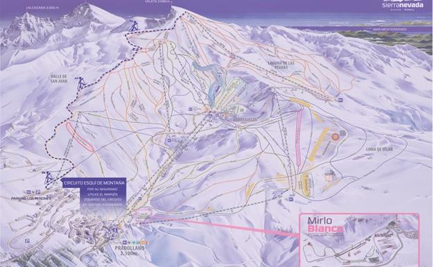 Plano de Sierra Nevada y su circuito de Montaña