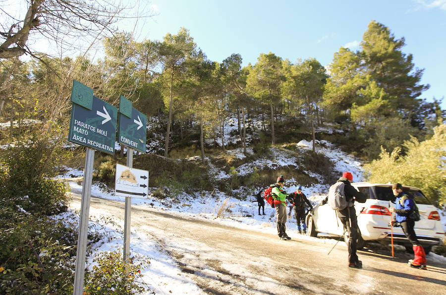 Muchos valencianos han aprovechado el fin de semana para acercarse a disfrutar de la nieve caída en los últimos días. Las zonas más visitadas están siendo los municipios de Agrés, Alcoy o Muro, en la provincia de Alicante, así como Morella y la comarca de Els Ports. Las temperaturas y el volumen de precipitaciones limita el disfrute a modestas batallas de bolas de nieve y la construcción de algunos muñecos, en los que más de uno ha aprovechado sus propias bufandas y gorros para decorarlos, debido a la clima primaveral que reinó durante la mañana del sábado.