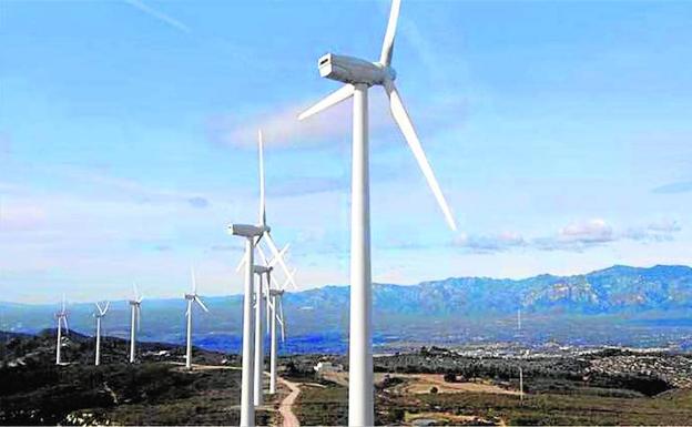 Campos de energía eólica para la producción de electricidad.