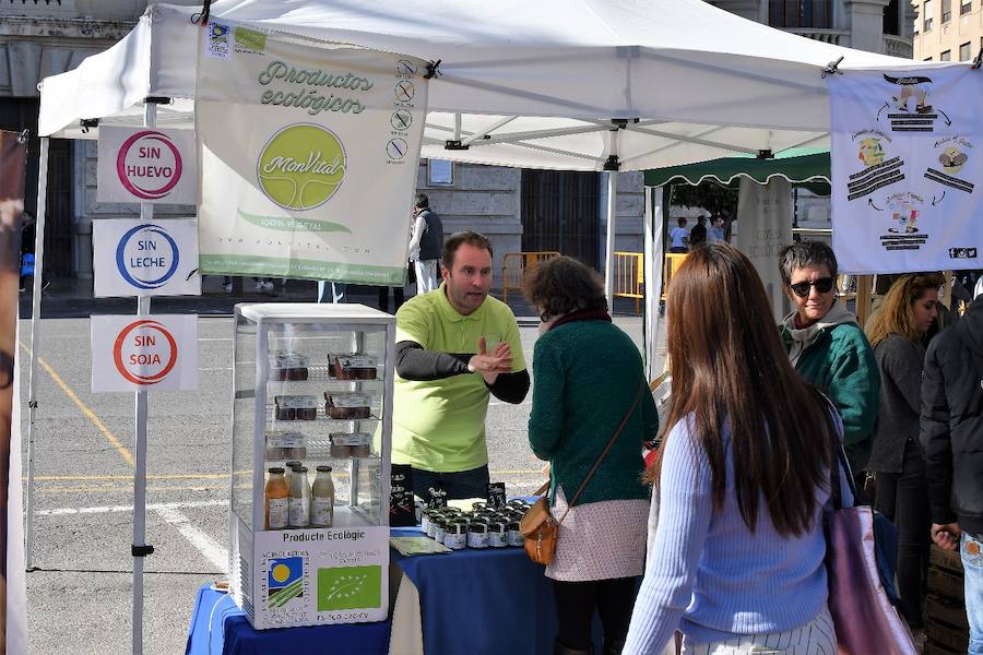 La plaza del Ayuntamiento de Valencia ha acogido este domingo la tercera edición del mercado de proximidad 'De l'Horta a la Plaça', en el que 55 productores y diez puestos de distribución han compartido el céntrico enclave de la ciudad con talleres, charlas y música. La propuesta de fomento de la producción agrícola de proximidad organizada por la Concejalía de Agricultura y Pueblos de Valencia arrancó a las 10 de la mañana con actividades divulgativas, culturales y lúdicas.