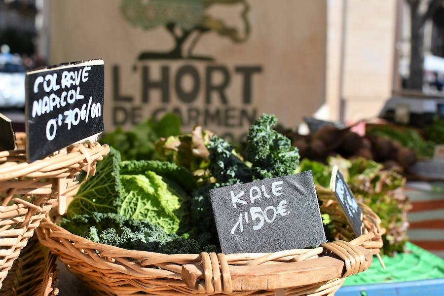 La plaza del Ayuntamiento de Valencia ha acogido este domingo la tercera edición del mercado de proximidad 'De l'Horta a la Plaça', en el que 55 productores y diez puestos de distribución han compartido el céntrico enclave de la ciudad con talleres, charlas y música. La propuesta de fomento de la producción agrícola de proximidad organizada por la Concejalía de Agricultura y Pueblos de Valencia arrancó a las 10 de la mañana con actividades divulgativas, culturales y lúdicas.