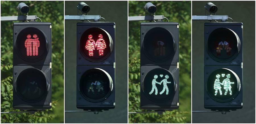 Viena | Con motivo de la celebración del festival de Eurovisión de 2015, la ciudad amaneció con semáforos cuyas luces eran parejas homosexuales cogidas de la mano y con corazones, en un claro guiño a su carácter «gayfriendly». Con ellos quisieron rendir homenaje a su compatriota Conchita Wurst.