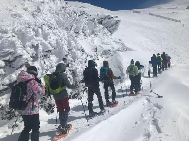 Los alumnos en una de las caminatas que habían programado durante su estancia. 