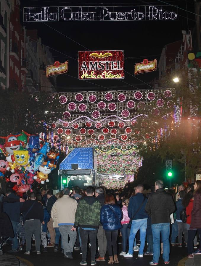 Iluminación de la falla Cuba-Puerto Rico, ganadora del primer premio de las Fallas 2018