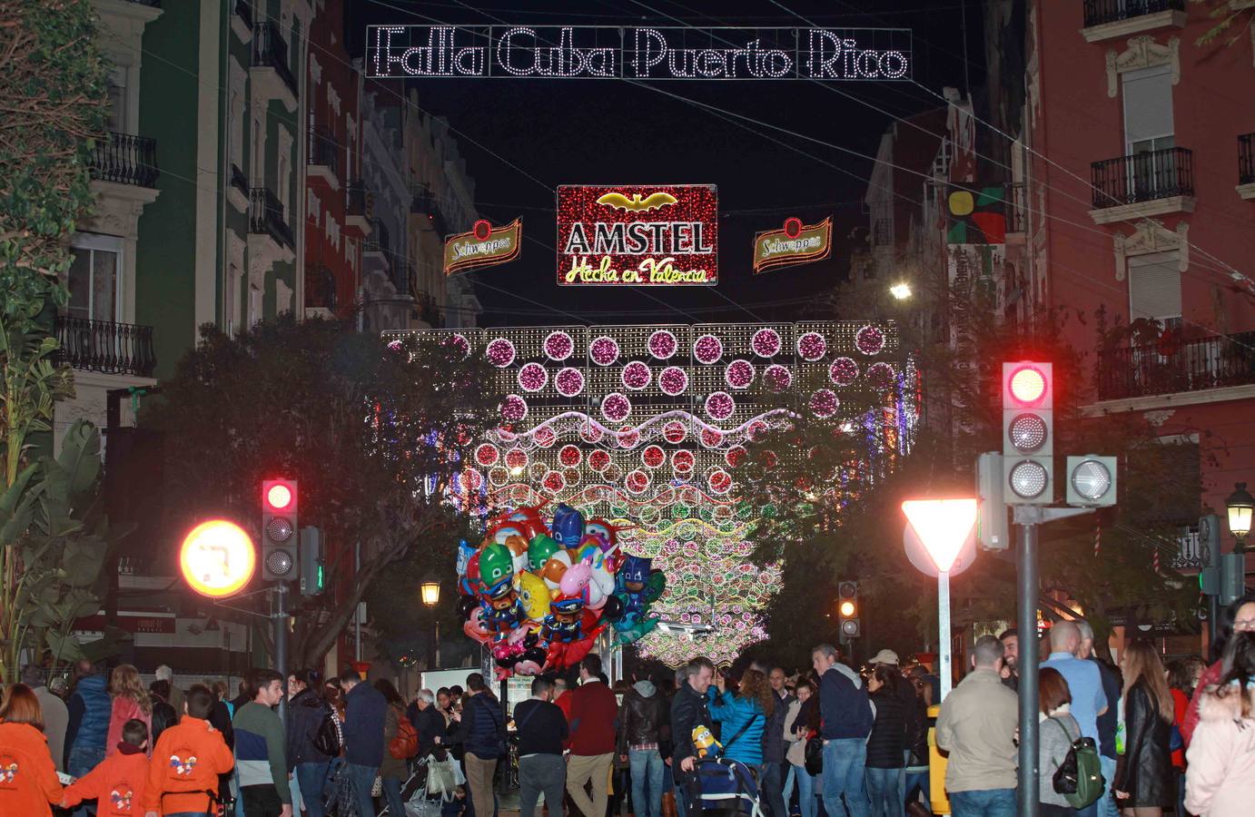 Iluminación de la falla Cuba-Puerto Rico, ganadora del primer premio de las Fallas 2018