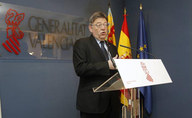 El presidente de la Generalitat Valenciana,Ximo Puig,durante la presentación del Plan de Acción de Financiación Europea Generalitat 2017-2020