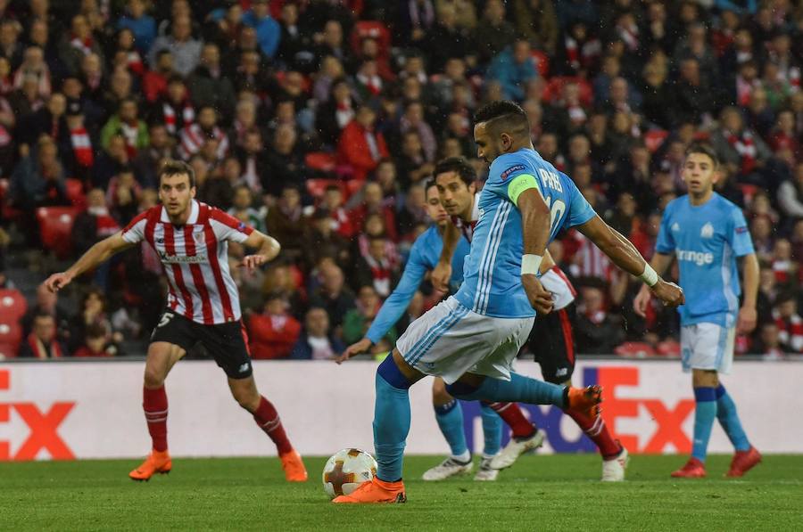 El cuadro bilbaíno sucumbió ante el Olympique de Marsella por 1-2 en San Mamés. Payet abrió el marcador de penalti y Ocampos remachó para los franceses. Williams recortó distancias y Aduriz fue expulsado por doble tarjeta amarilla.