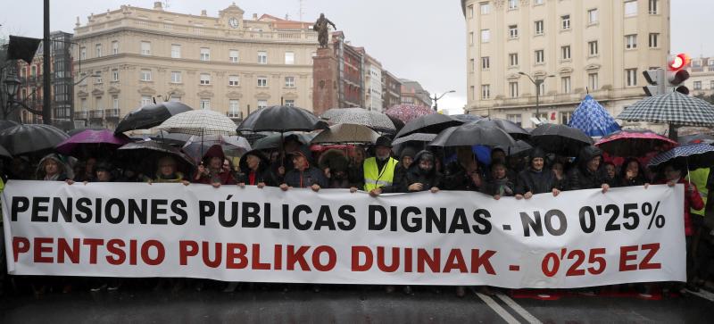 Madrid, Barcelona, Bilbao, San Sebastián, Vigo... protestan en las calles por el insuficiente alza del 0,25% y piden que estas ayudas se revaloricen en función del IPC