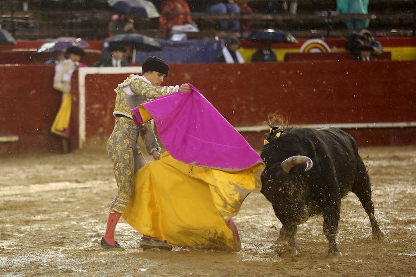 El joven matador venezolano Jesús Enrique Colombo cortó la única oreja concedida en la corrida que cerró este lunes la feria de Fallas, celebrada bajo un aguacero y en la que los fallos con la espada dejaron sin premio dos buenas y templadas faenas de los extremeños Antonio Ferrera y Ginés Marín.