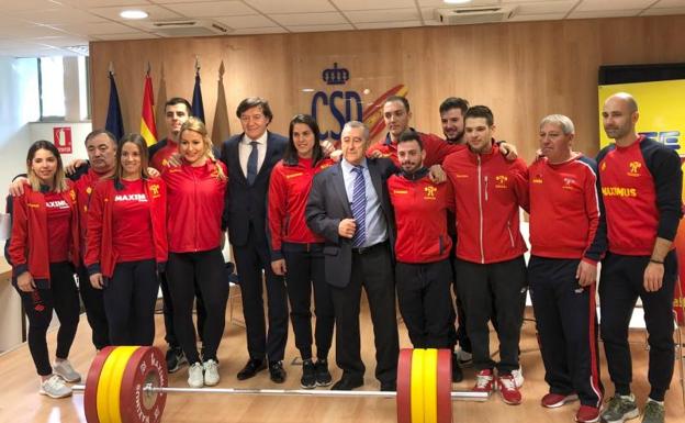 José Ramón Lete, durante el acto de despedida de la selección española de halterofilia. 