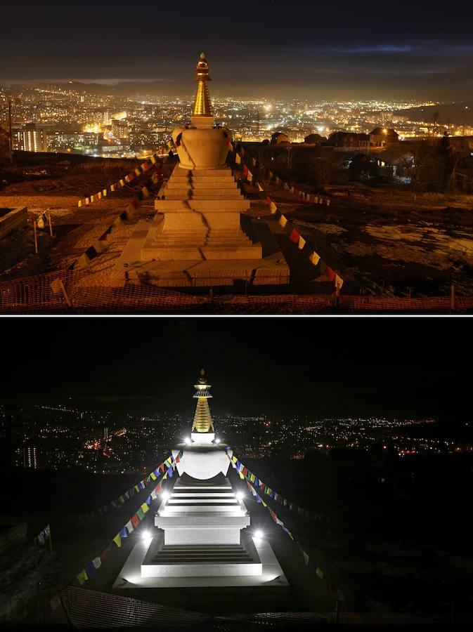 Las luces de los edificios y monumentos más representativos de 500 ciudades españolas y miles en todo el mundo se han apagado este sábado para celebrar la Hora del Planeta y concienciar al público sobre el cambio climático, una de las principales causas de pérdida de biodiversidad en todo el mundo.