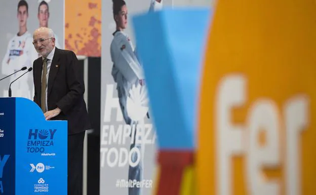 El presidente de la Fundación Trinidad Alfonso, Juan Roig, durante la presentación de la sexta edición del Proyecto FER.