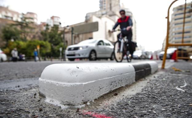 Un carril bici en la ciudad de Valencia.