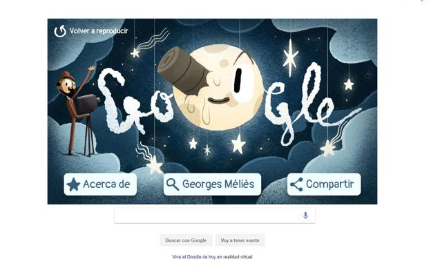 El doodle que Google dedica a George Mèliés utiliza realidad virtual y dura dos minutos.