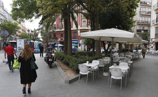 Una terraza en el barrio de Ruzafa. 