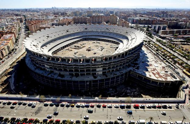 Las obras del nuevo Mestalla están paralizadas desde 2009. 