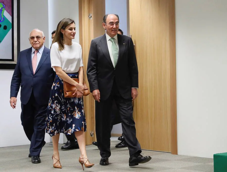 La Reina Letizia y el presidente y CEO de Iberdrola Igancio Sánchez-Galán, durante la reunión del Patronato de la Fundación de Ayuda contra la Drogadicción (FAD), el martes en Madrid.