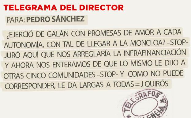 Telegrama para Pedro Sánchez