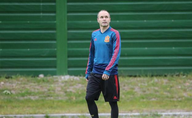 Andrés Iniesta, en un entrenamiento. 