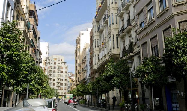 Calle Ruzafa, antes del cruce con la Gran Vía. 