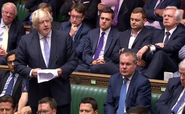 Boris Johnson, en la Cámara de los Comunes de Reino Unido. 