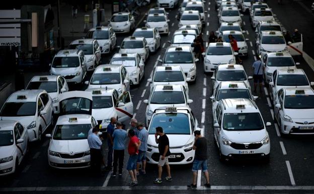 Huelga de taxis en Madrid.