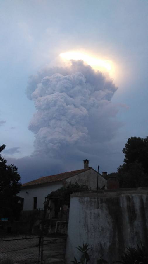 Incendio de Llutxent desde Simat de la Valldigna.