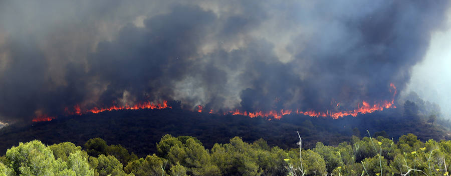 Sigue activo el incendio forestal de Llutxent