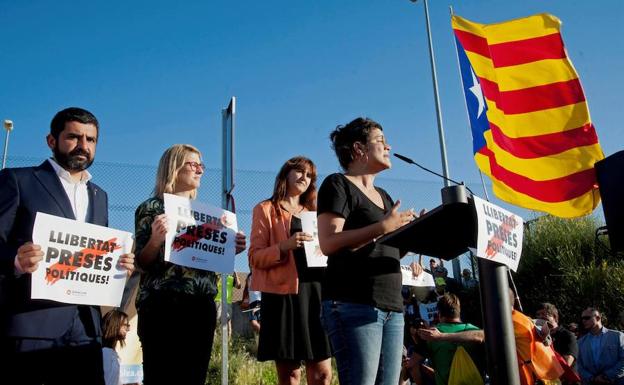 La diputada de la CUP Natàlia Sànchez durante una manifestación.