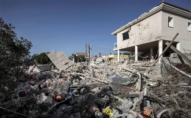 Estado en el que quedó la casa de Alcanar tras la explosión previa a los atentados del 17-A.