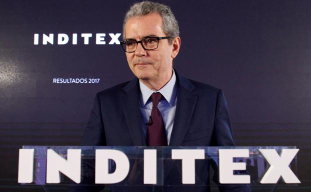 El presidente de Inditex, Pablo Isla, durante una rueda de prensa