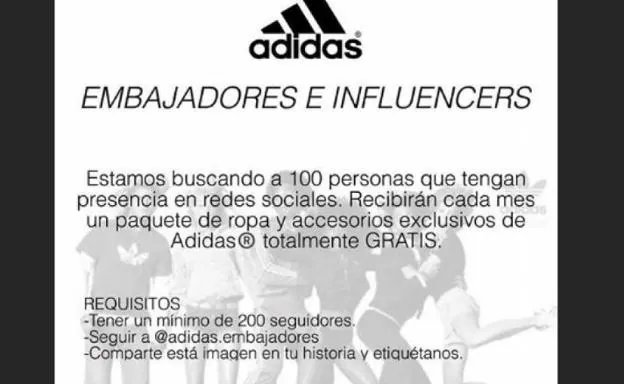 Captura de la falsa oferta de Adidas. 