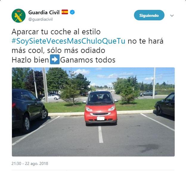 Tuit de la Guardia Civil contra los incívicos. 
