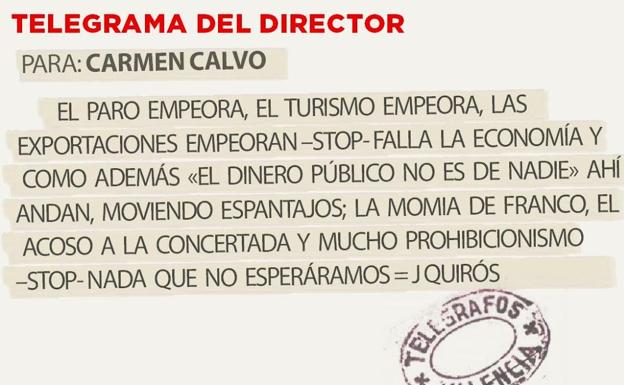 Telegrama para Carmen Calvo