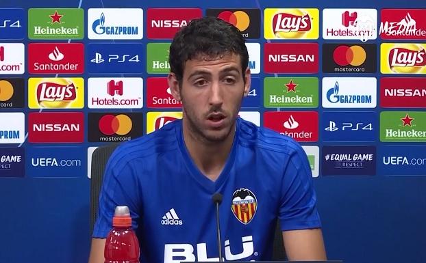 Dani Parejo, durante la rueda de prensa de la UEFA Champions League.