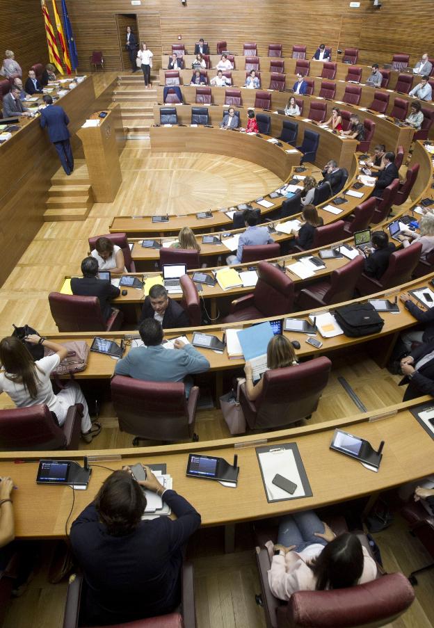 Diputados durante un pleno de Les Corts. 