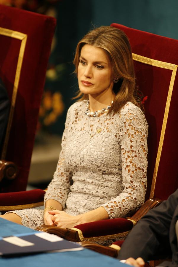 Doña Letizia durante la entrega de los Premios Príncipe de Asturias del año 2008 en el Teatro Campoamor de Oviedo 